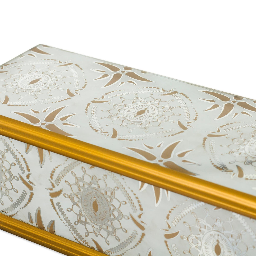 Reverse-Painted Glass Decorative Box - Golden Treasure