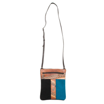 Pattern Leather Accented Suede Sling - The Llama Way