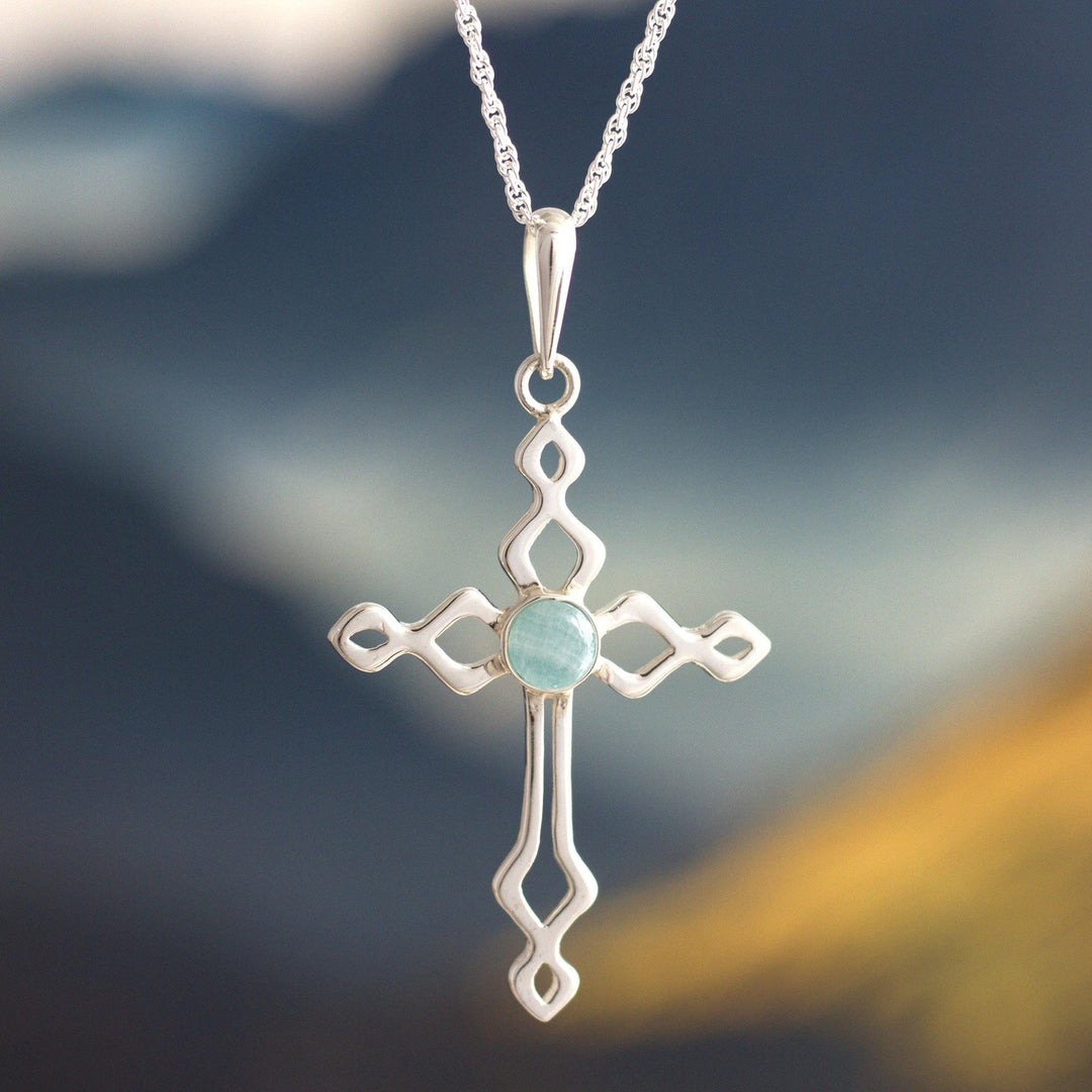 Sterling Silver and Opal Cross Necklace - Faith and Devotion