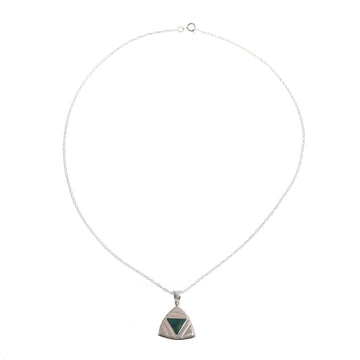Chrysocolla Triangle Pendant Necklace - Inverted Pyramid