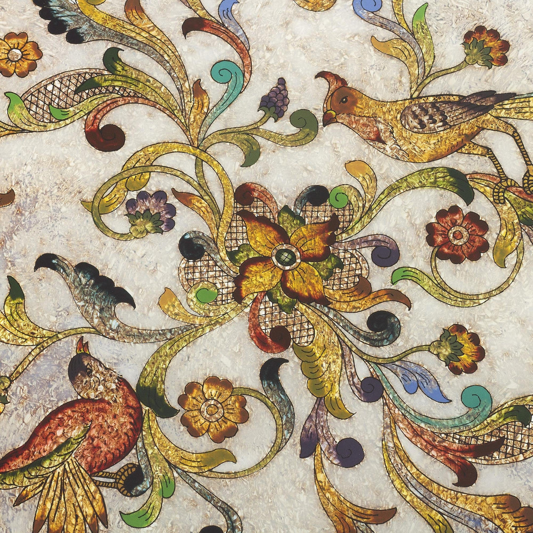 Reverse-Painted Glass Tray - Birds of Dawn