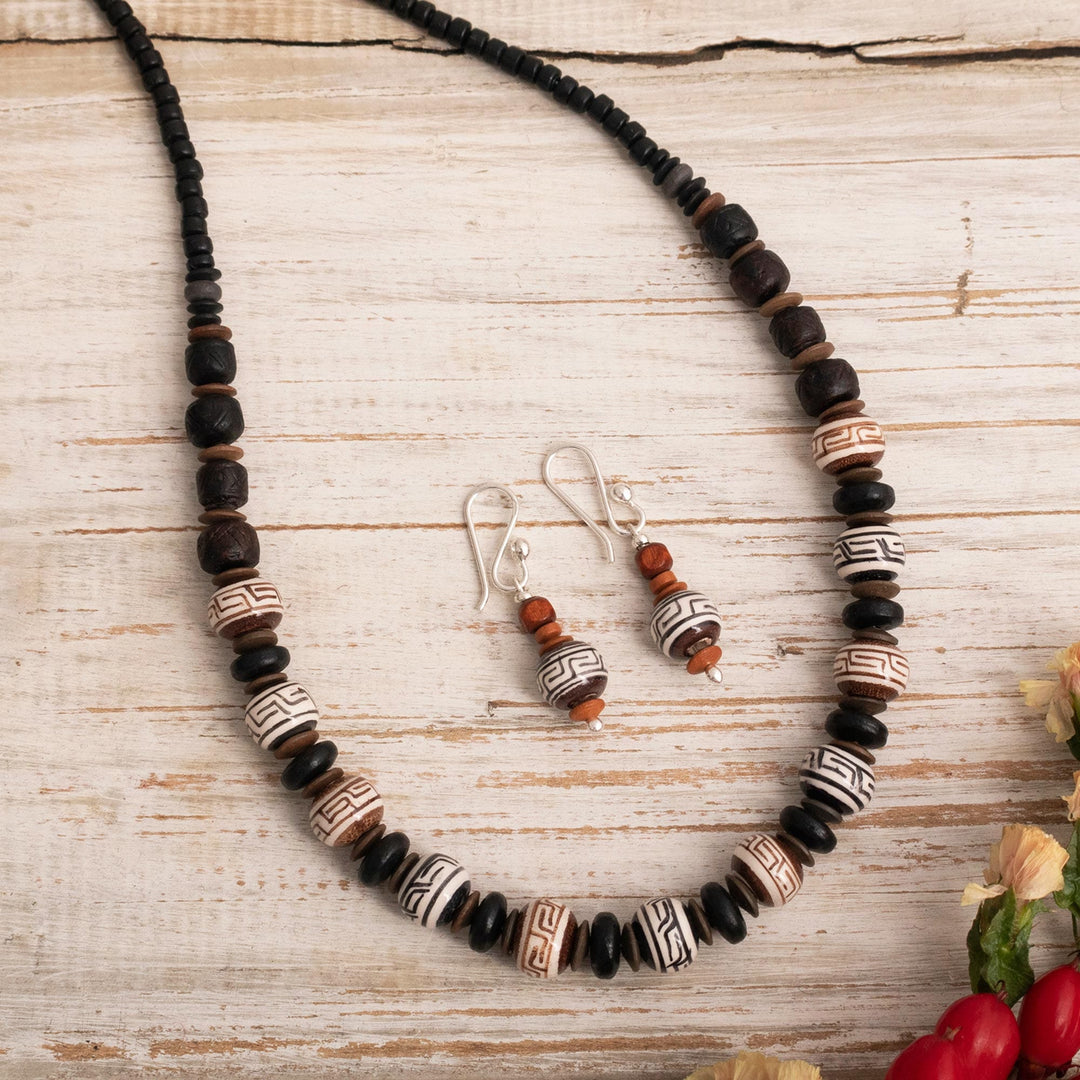 Fine Pottery Beaded Necklace and Earring Set - Pottery Traditions