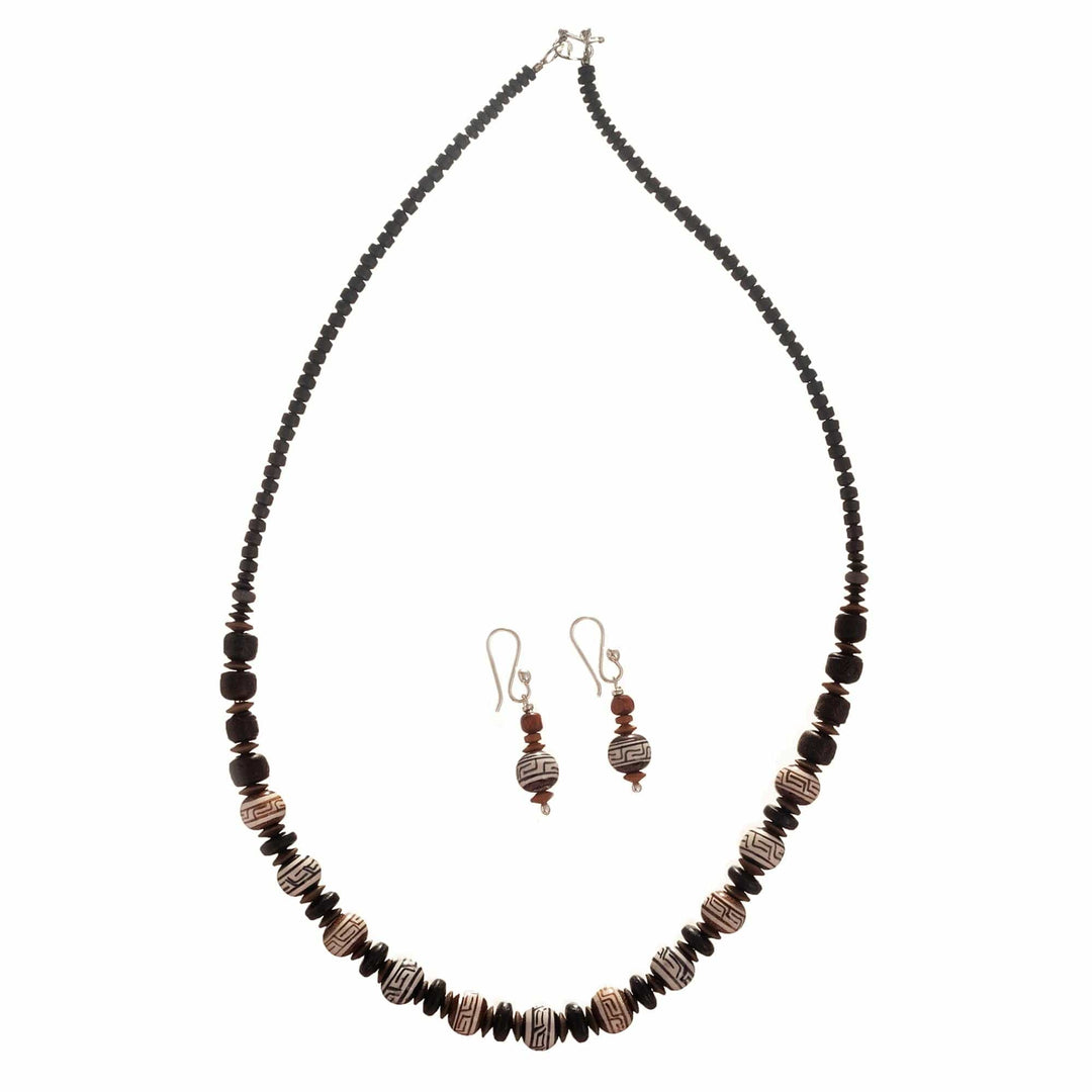 Fine Pottery Beaded Necklace and Earring Set - Pottery Traditions