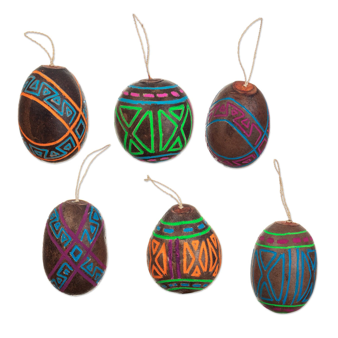 Peruvian Holiday Ornaments Handmade from Calabash (Set of 6) - Amazon Spirits
