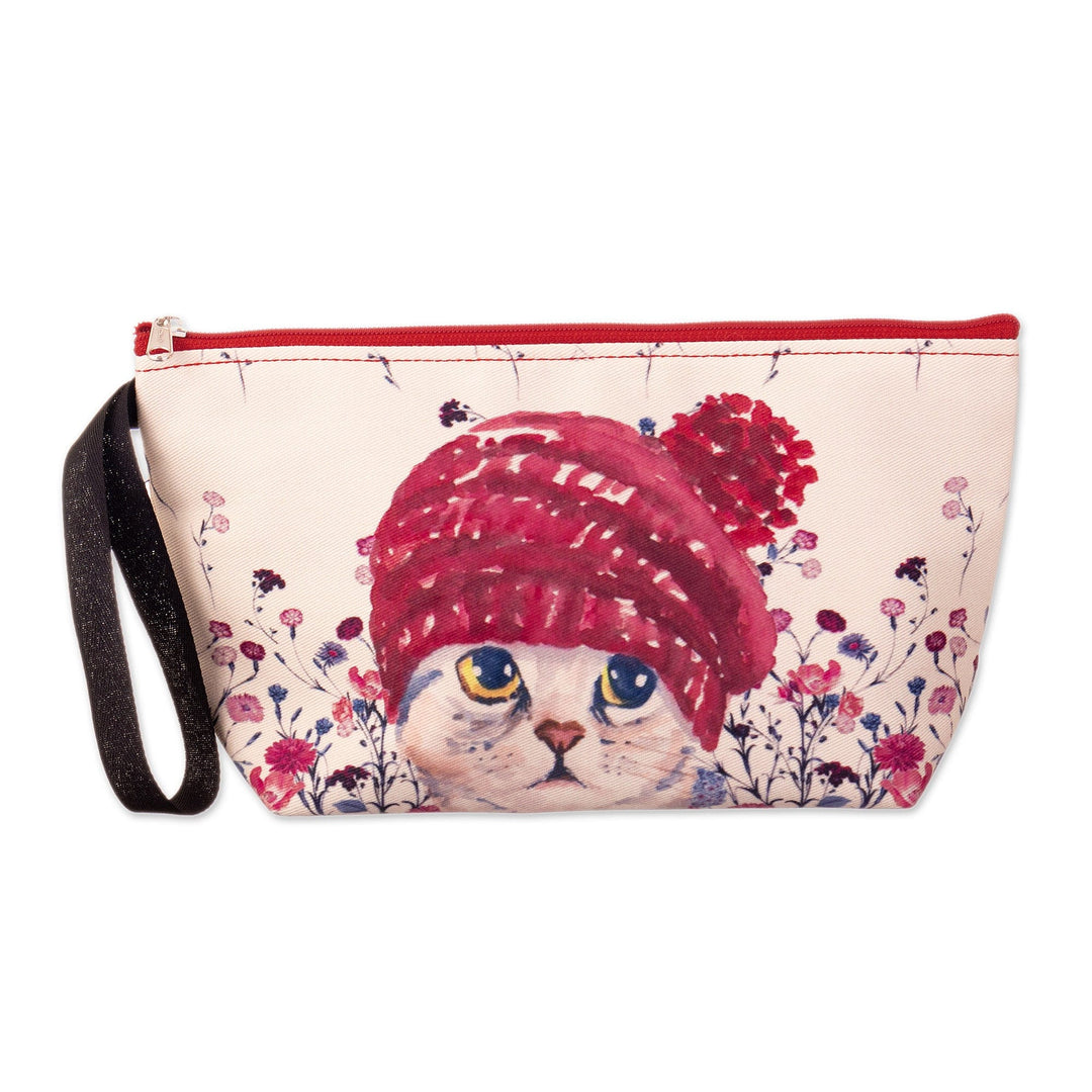 Toiletry Bag with Zipper and Adorable Kitten Print - Adorable Purr