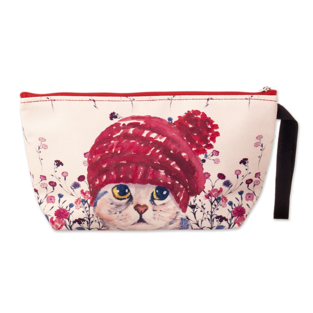 Toiletry Bag with Zipper and Adorable Kitten Print - Adorable Purr
