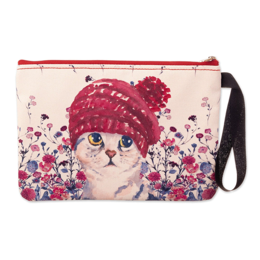 Wristlet with Zipper and Adorable Kitten Print - Adorable Purr