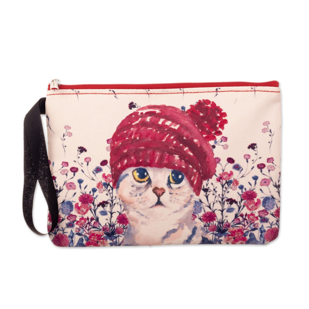 Wristlet with Zipper and Adorable Kitten Print - Adorable Purr