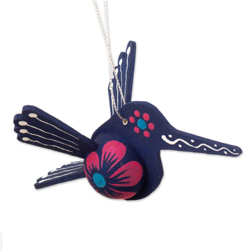 Handpainted Hummingbird Ornament - Blue