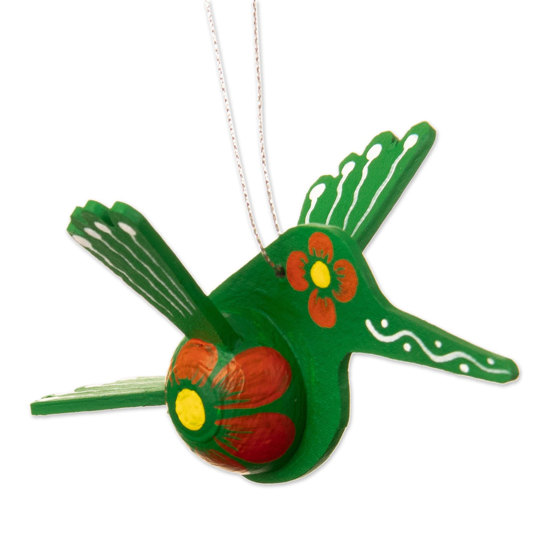 Handpainted Hummingbird Ornament - Green