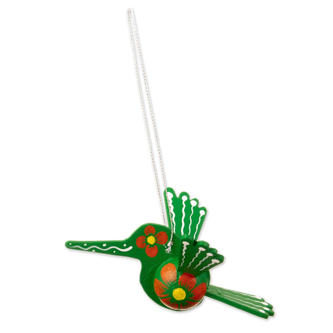 Handpainted Hummingbird Ornament - Green