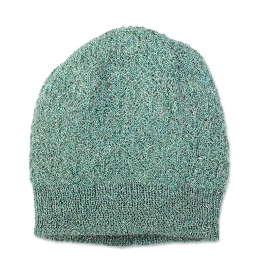 Turquoise 100% Alpaca Hat Knit in Peru - Turquoise Creativity