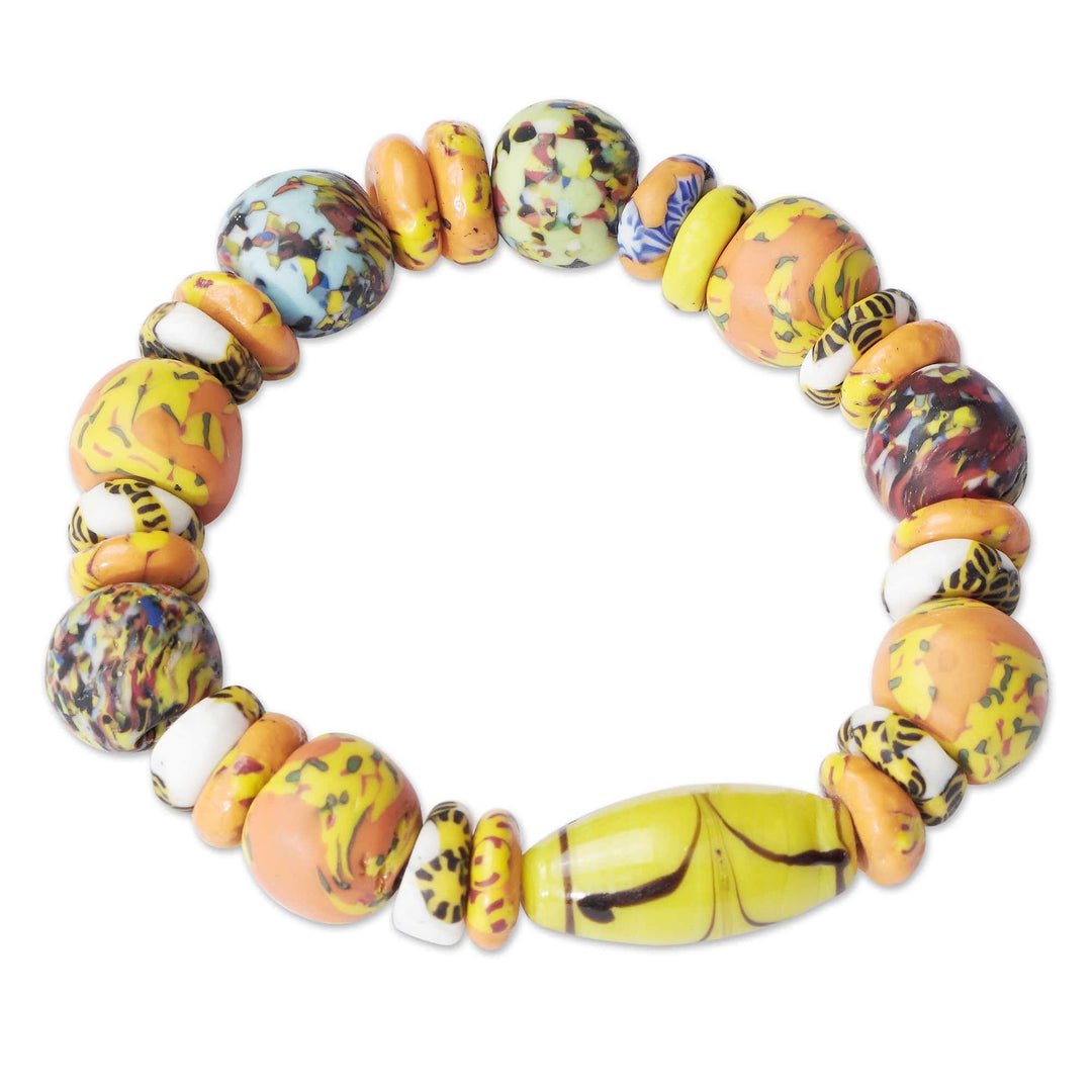 Maize Recycled Glass Beaded Stretch Bracelets - Set of 2 - Maize Maidens
