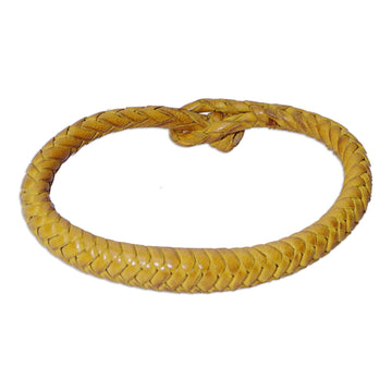 Braided Leather Bracelet in Yellow - Yellow Grace