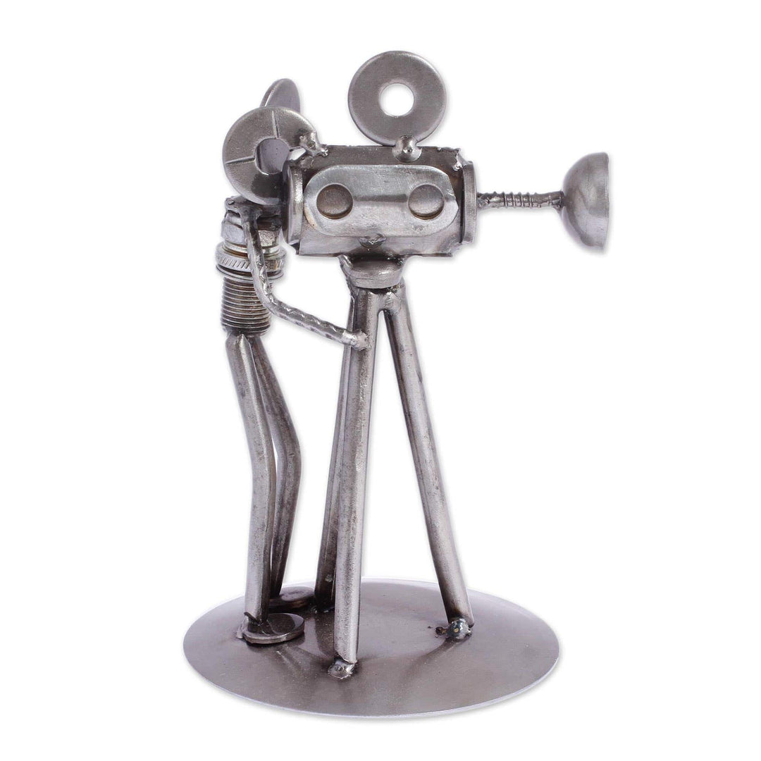 Recycled Metal Sculpture - Rustic Camera Man