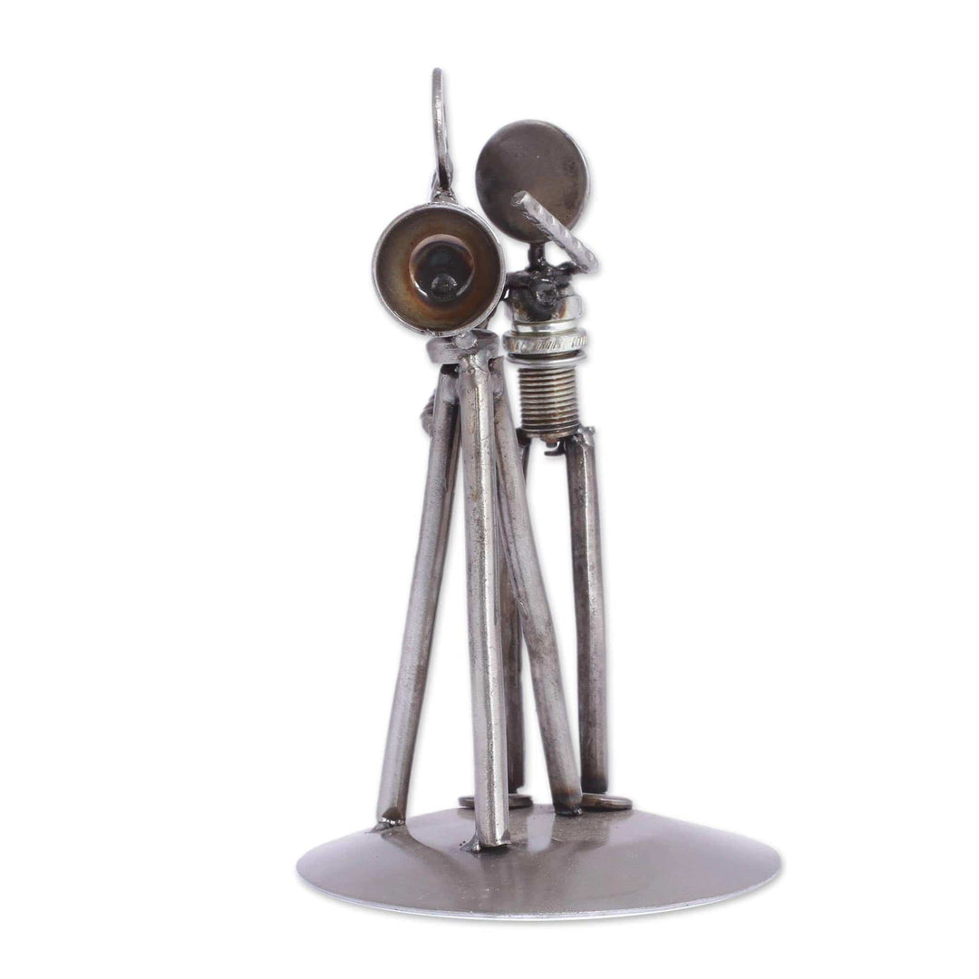 Recycled Metal Sculpture - Rustic Camera Man