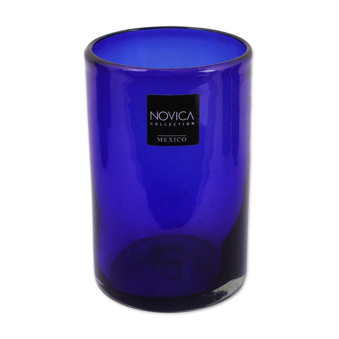 Handblown Recycled Blue Tumblers - Set of 6 - Pure Cobalt