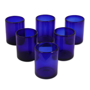 Handblown Recycled Glass Tumblers - Set of 6 - Pure Cobalt