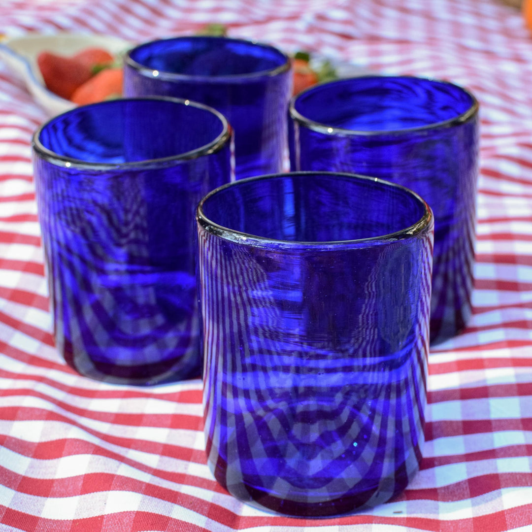 Handblown Recycled Glass Tumblers - Set of 6 - Pure Cobalt