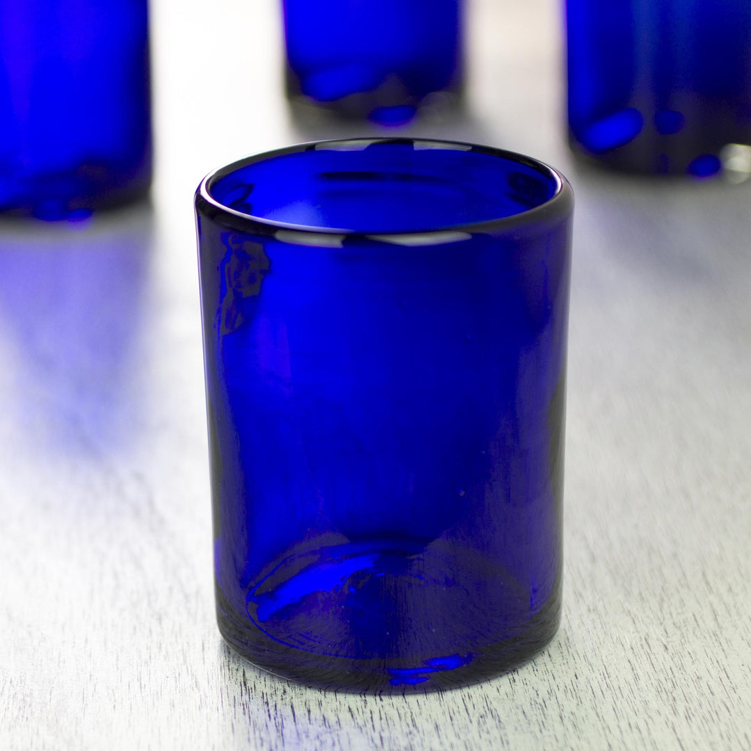 Handblown Recycled Glass Tumblers - Set of 6 - Pure Cobalt