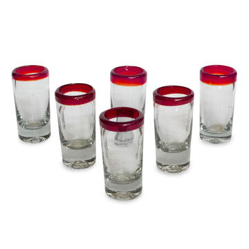 Handblown Recycled Shot Glasses - Set of 6 - Ruby Shot
