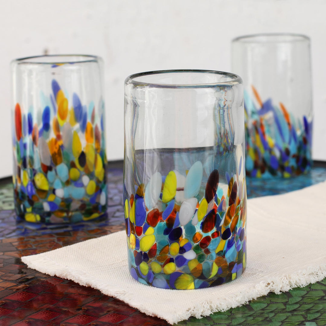 Handblown Recycled Glass Tumbler - Set of 6 - Confetti Festival