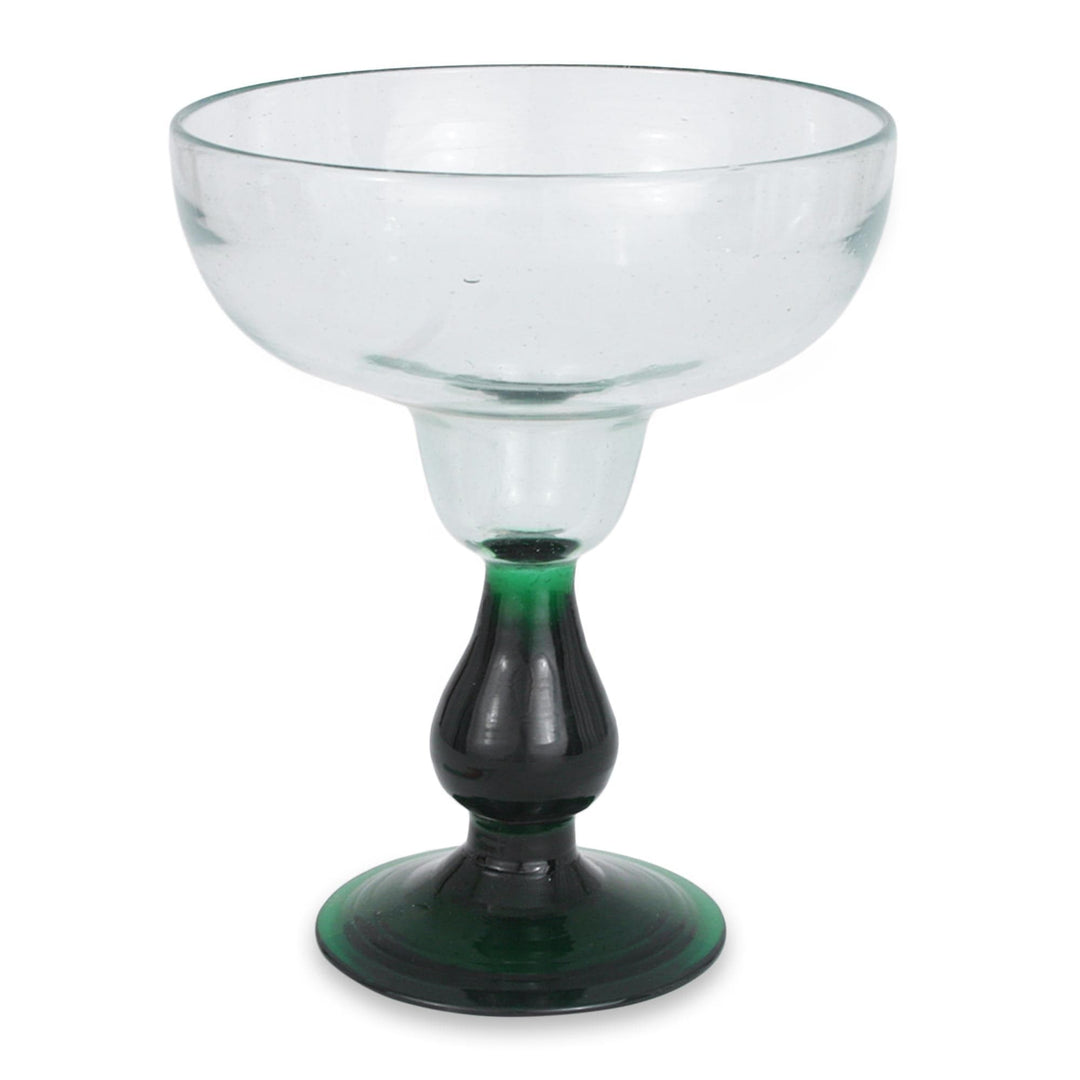 Handblown Recycled Glass Margarita Drinkware (Set of 4) - Cool Rainbow