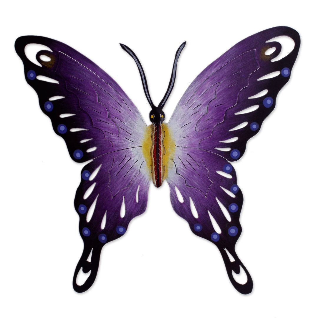 Hand Made Purple Butterfly Steel Wall Sculpture Mexico - Soul of Wisdom