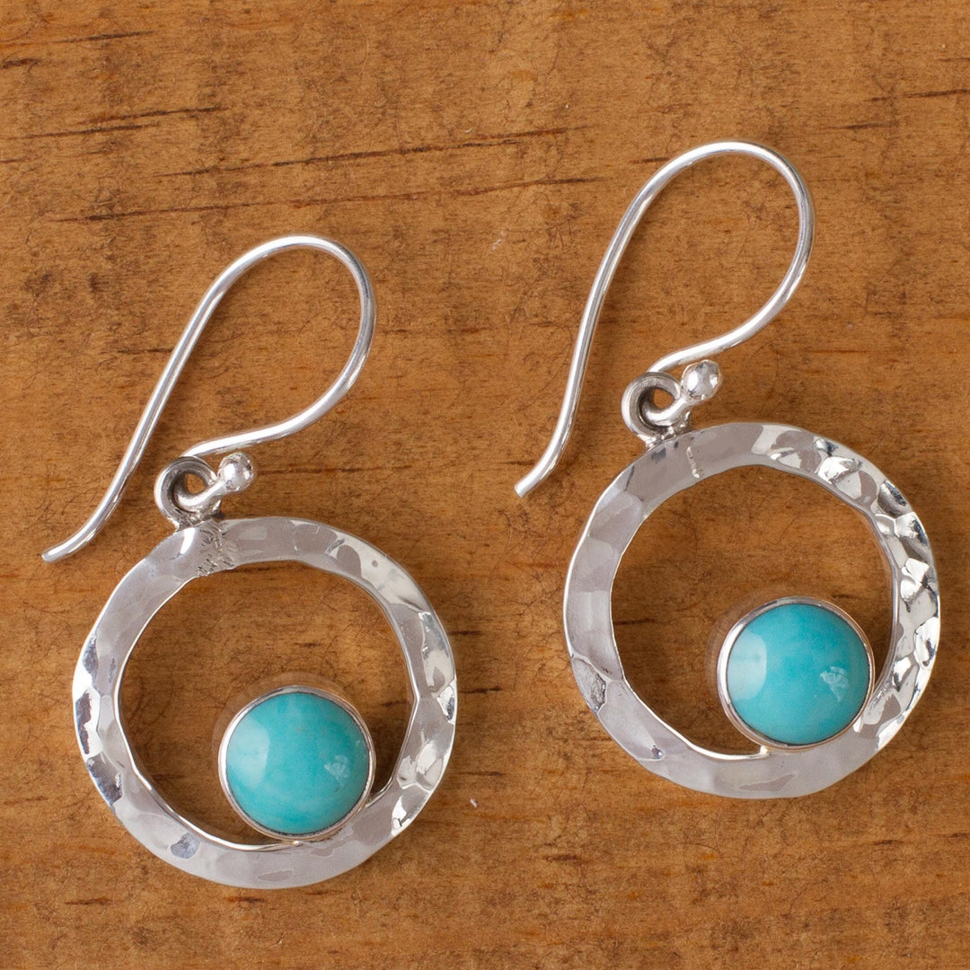 Fine Silver and Natural Turquoise Earring - Eye of the Sea