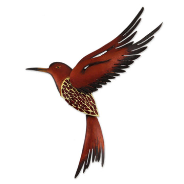 Unique Steel Bird Wall Art - Ruby Breasted Hummingbird