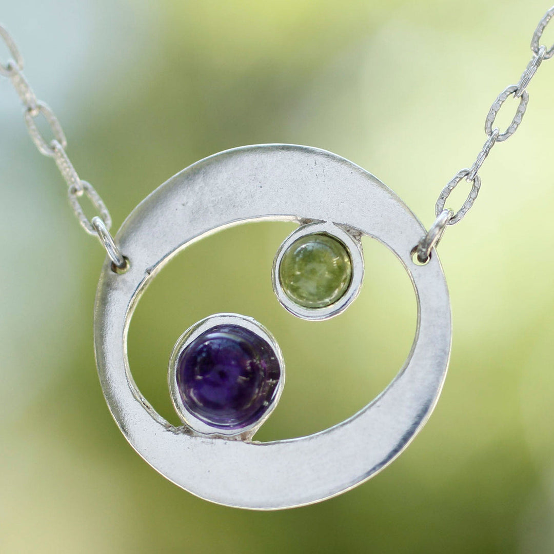 Amethyst and Peridot Pendant Necklace - Drifters