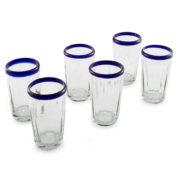 Handmade Glass Recycled Juice Drinkware (Set of 6) - Cobalt Groove