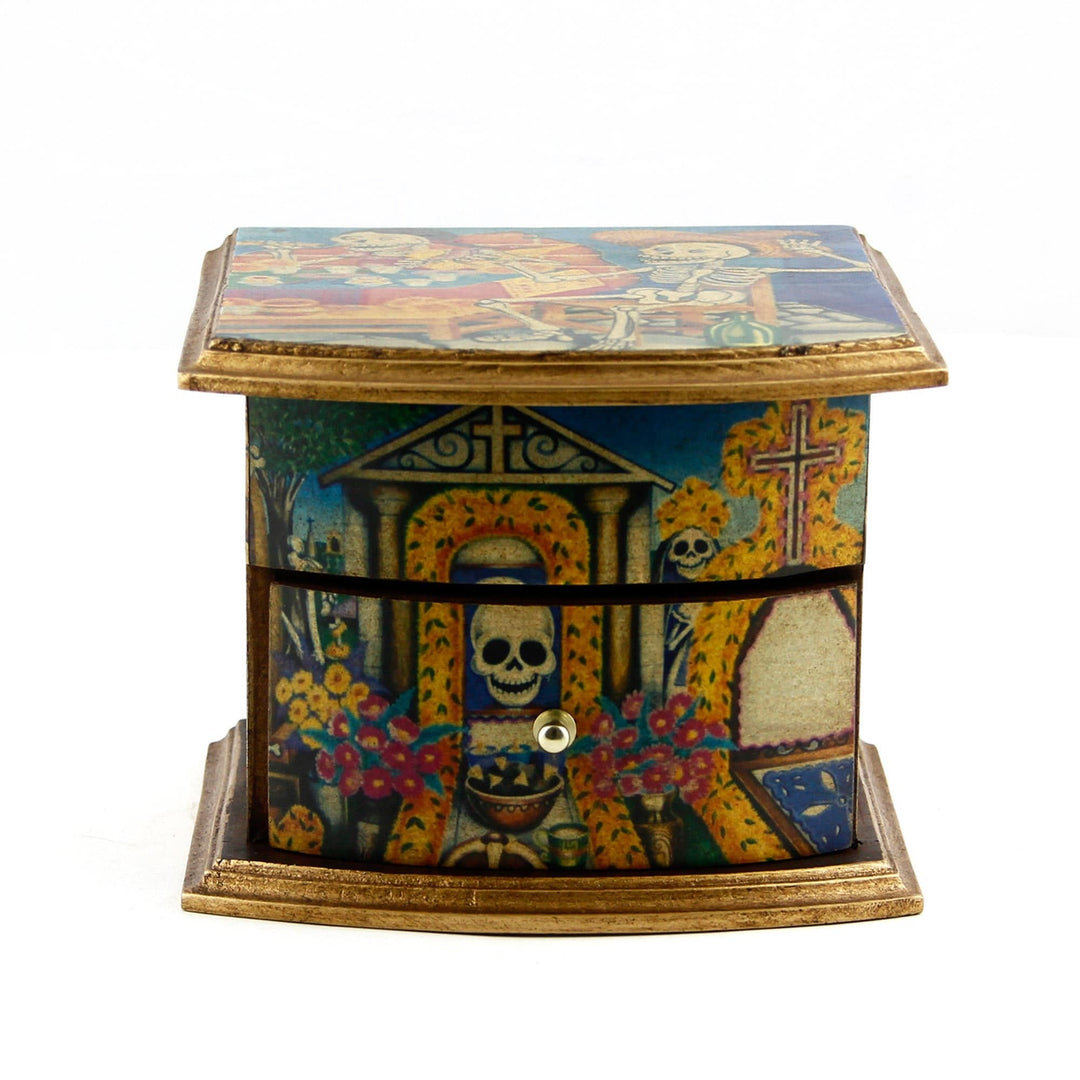 Decoupage Wood Jewelry Box - Celebrating Day of the Dead