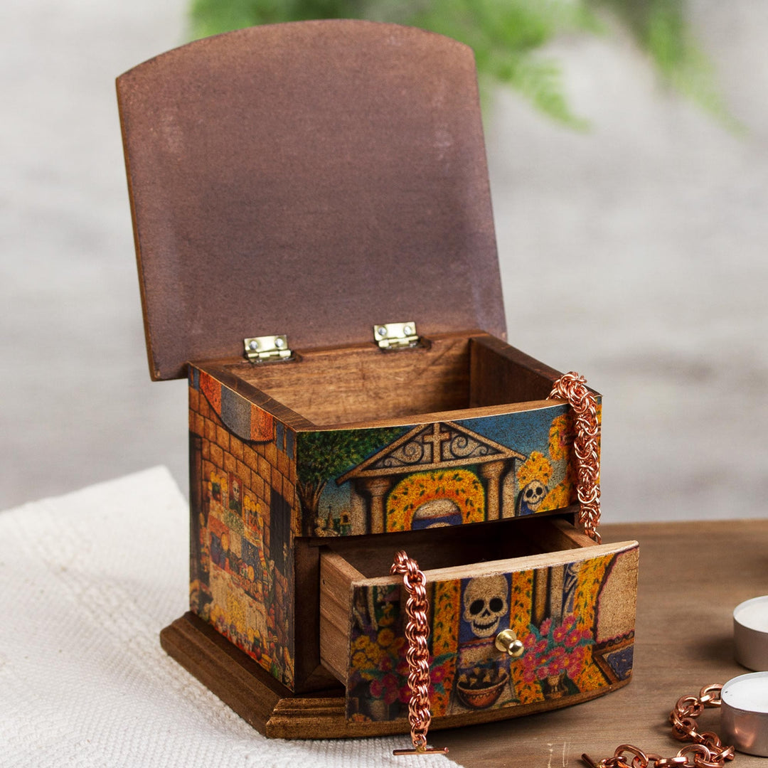 Decoupage Wood Jewelry Box - Celebrating Day of the Dead