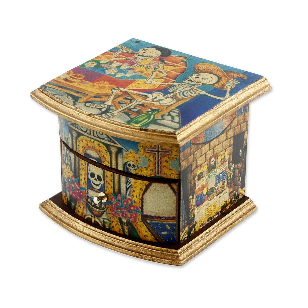 Decoupage Wood Jewelry Box - Celebrating Day of the Dead