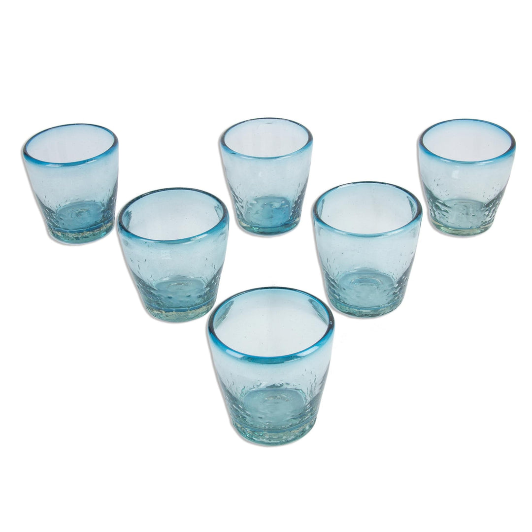 Handcrafted Blown Glass Juice Glasses (set of 6) - Delicious Blue