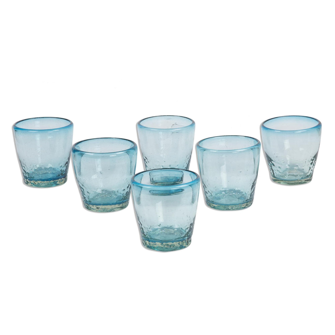 Handcrafted Blown Glass Juice Glasses (set of 6) - Delicious Blue