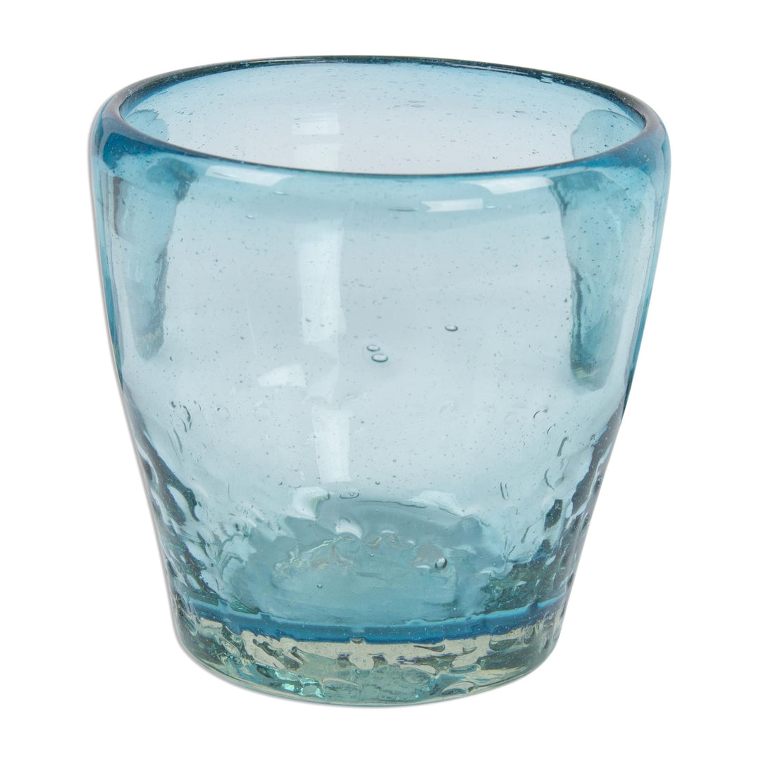 Handcrafted Blown Glass Juice Glasses (set of 6) - Delicious Blue