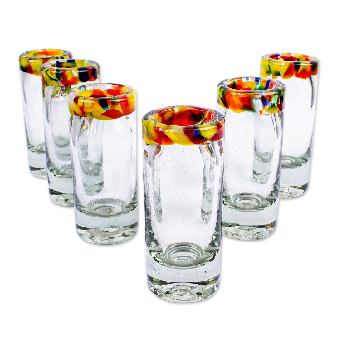 Handblown Margarita Glasses - Set of 6 - Colorful Dot – GlobeIn