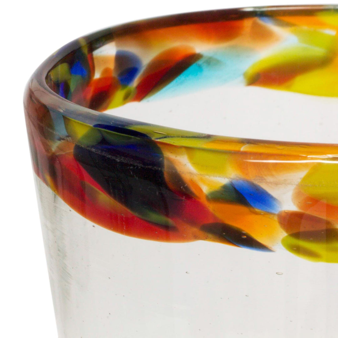 Colorful Handcrafted Blown Glass Tumblers (Set of 6) - Confetti Path