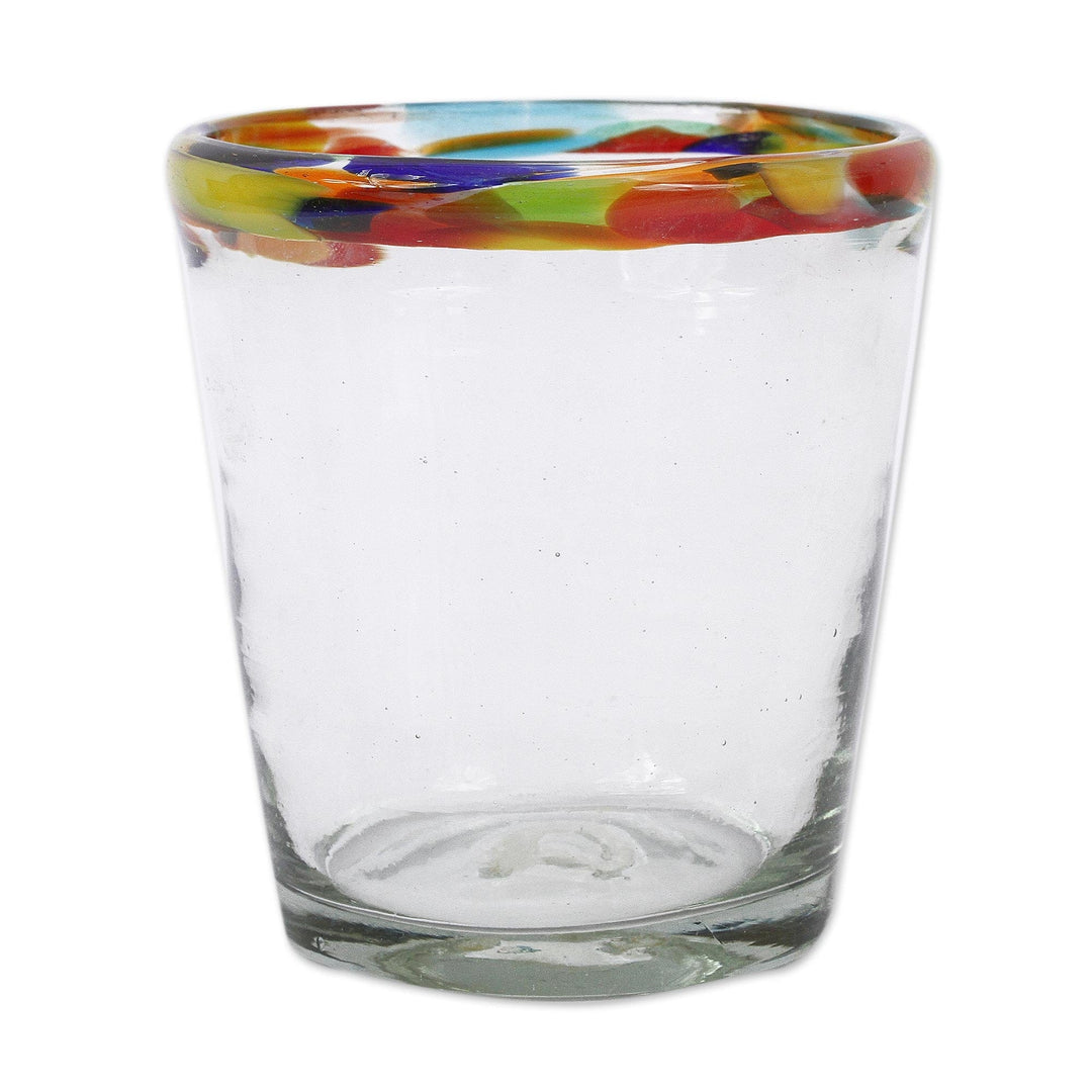 Handblown Recycled Juice Glasses - Set of 6 - Colorful Dot