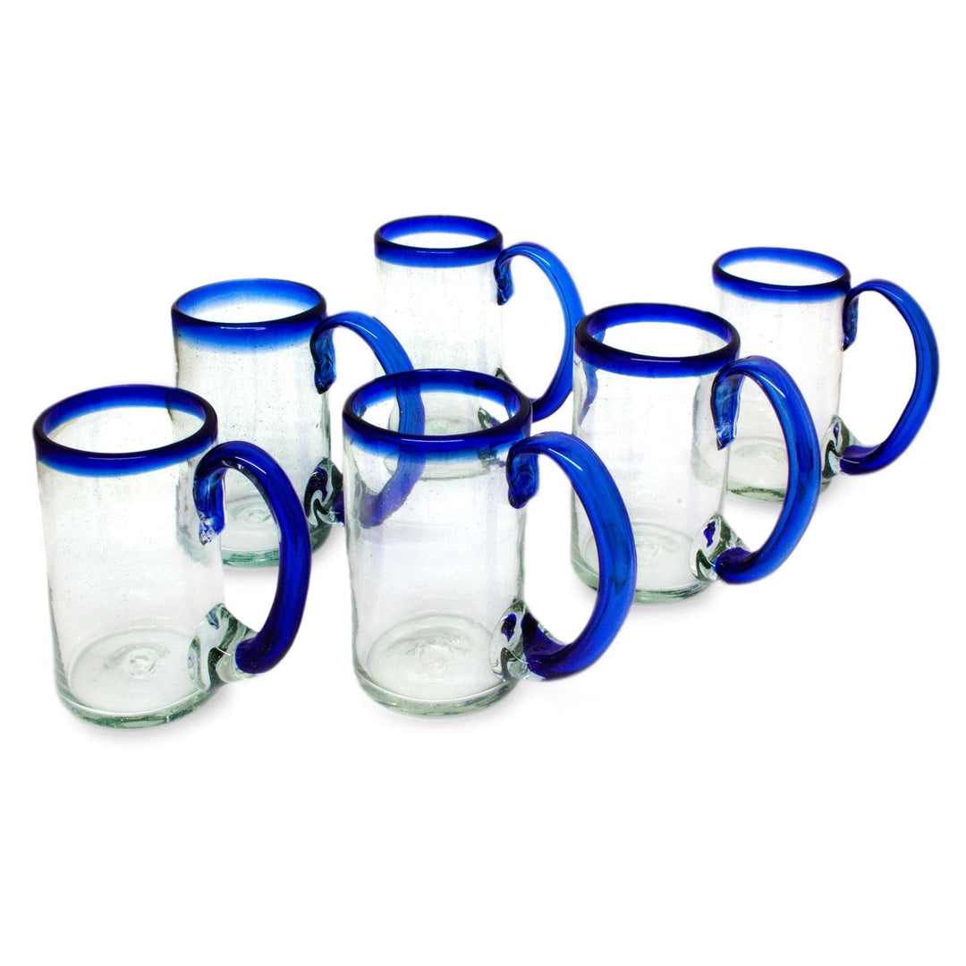 Handblown Recycled Beer Glasses - Set of 6 - Cobalt Beer