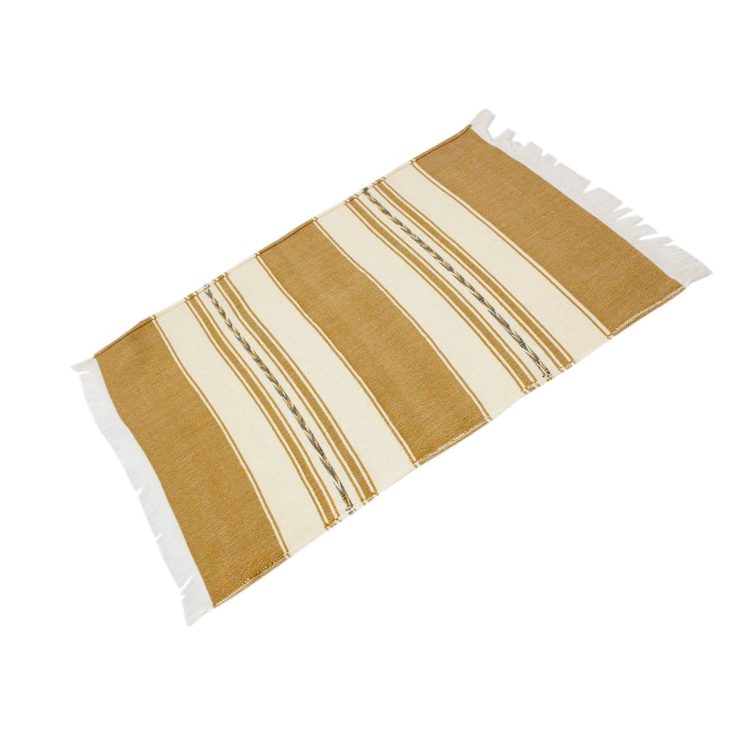 Four Hand Woven Brown and Beige Cotton Zapotec Placemats - Oaxaca Earth