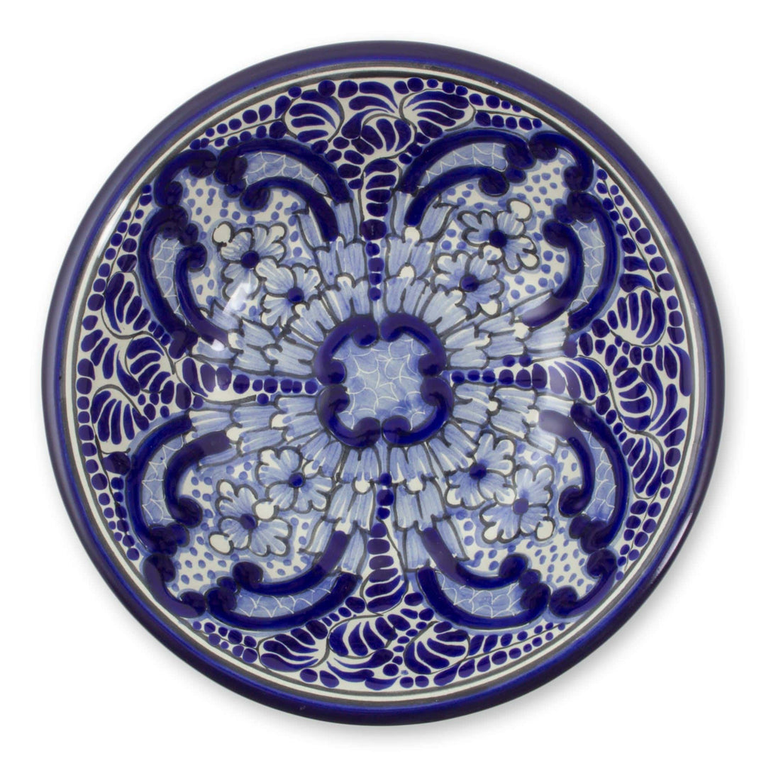 Talavera Style Ceramic Blue Floral Bowls(Pair) - Puebla Kaleidoscope