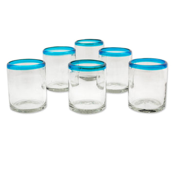 Handblown Recycled Glass Tumblers 8 oz - Aquamarine Kiss