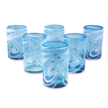 Handblown Aqua Water Glasses - Set of 6