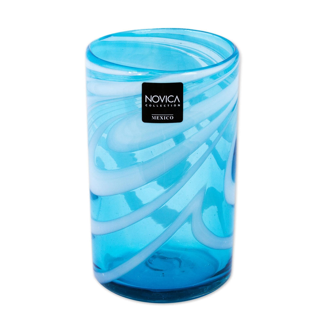 Handblown Aqua Water Glasses - Set of 6