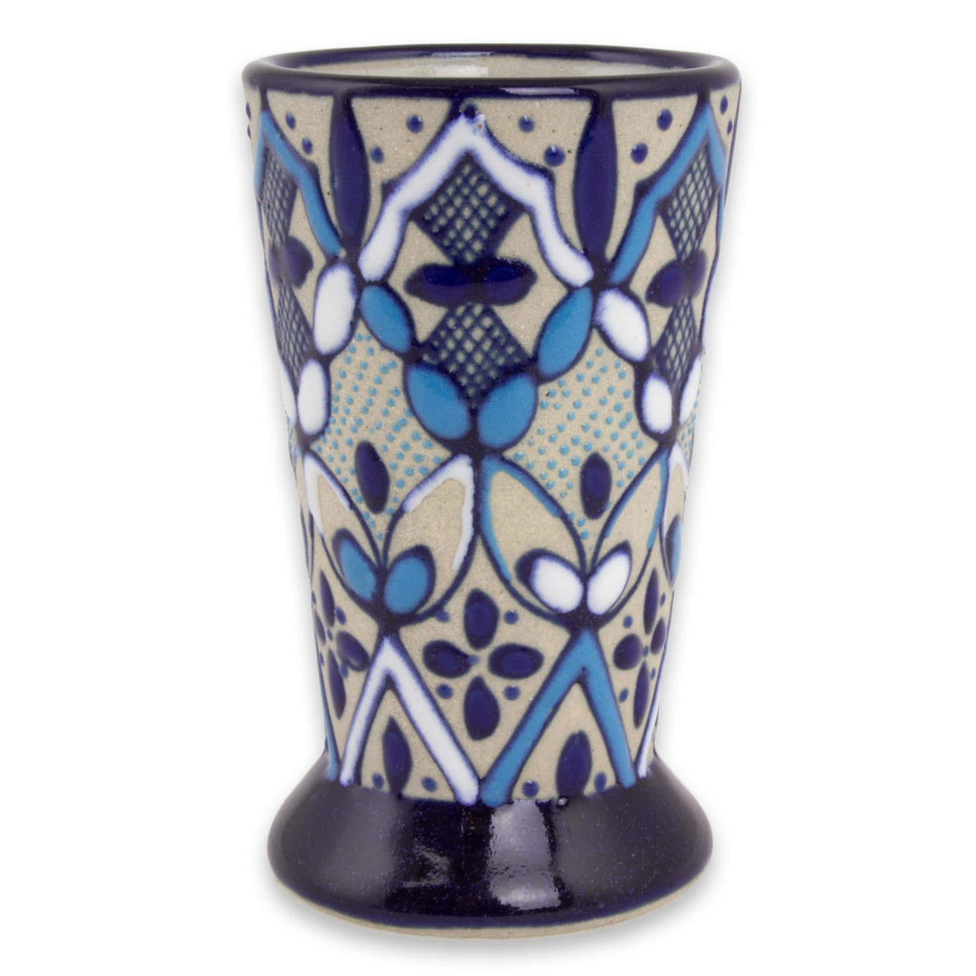 Set of 4 Artisan Crafted Ceramic Tequila Shot Glasses - Blue Bajio