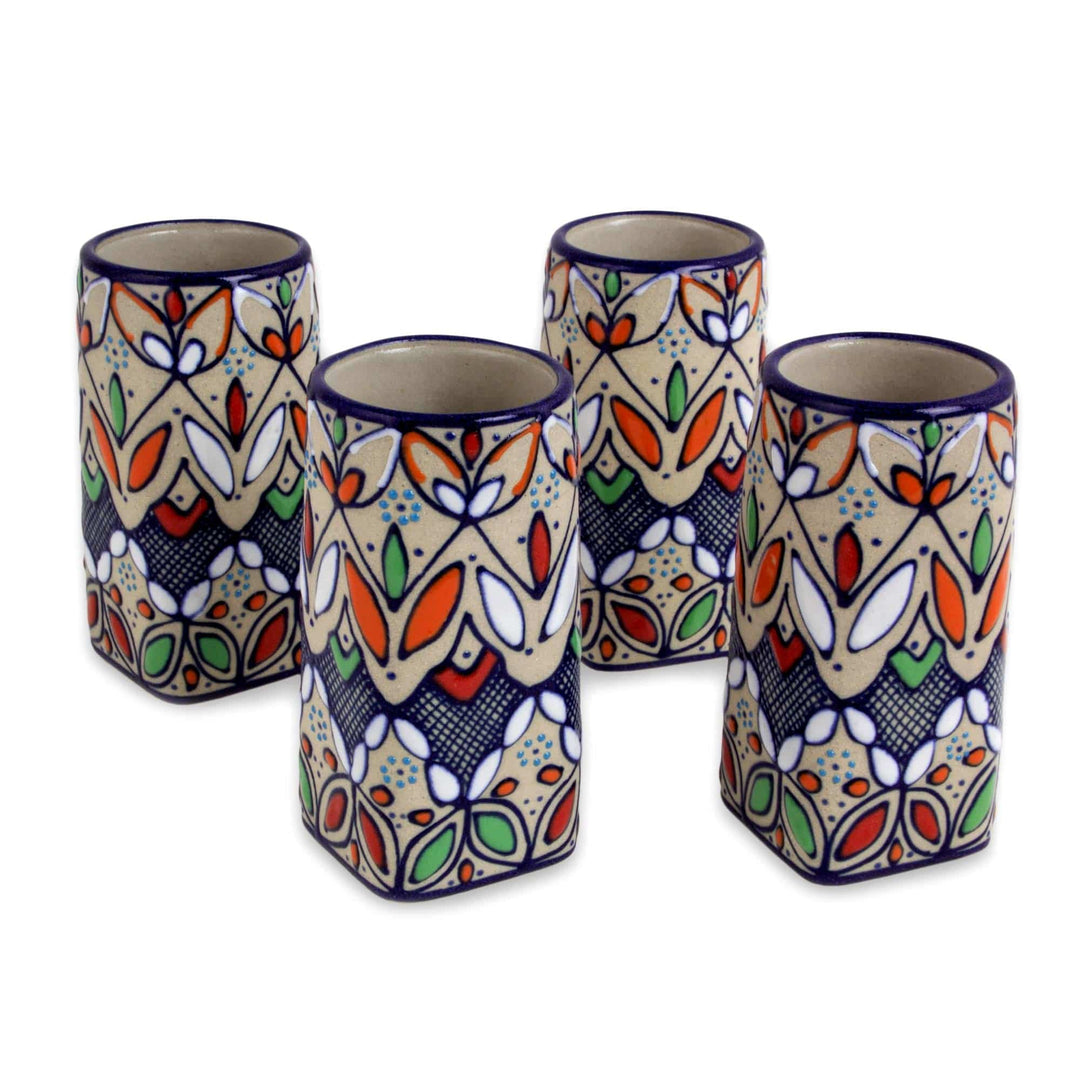Multicolor Ceramic Tequila Shot Glasses (Set of 4) - Guanajuato Festivals