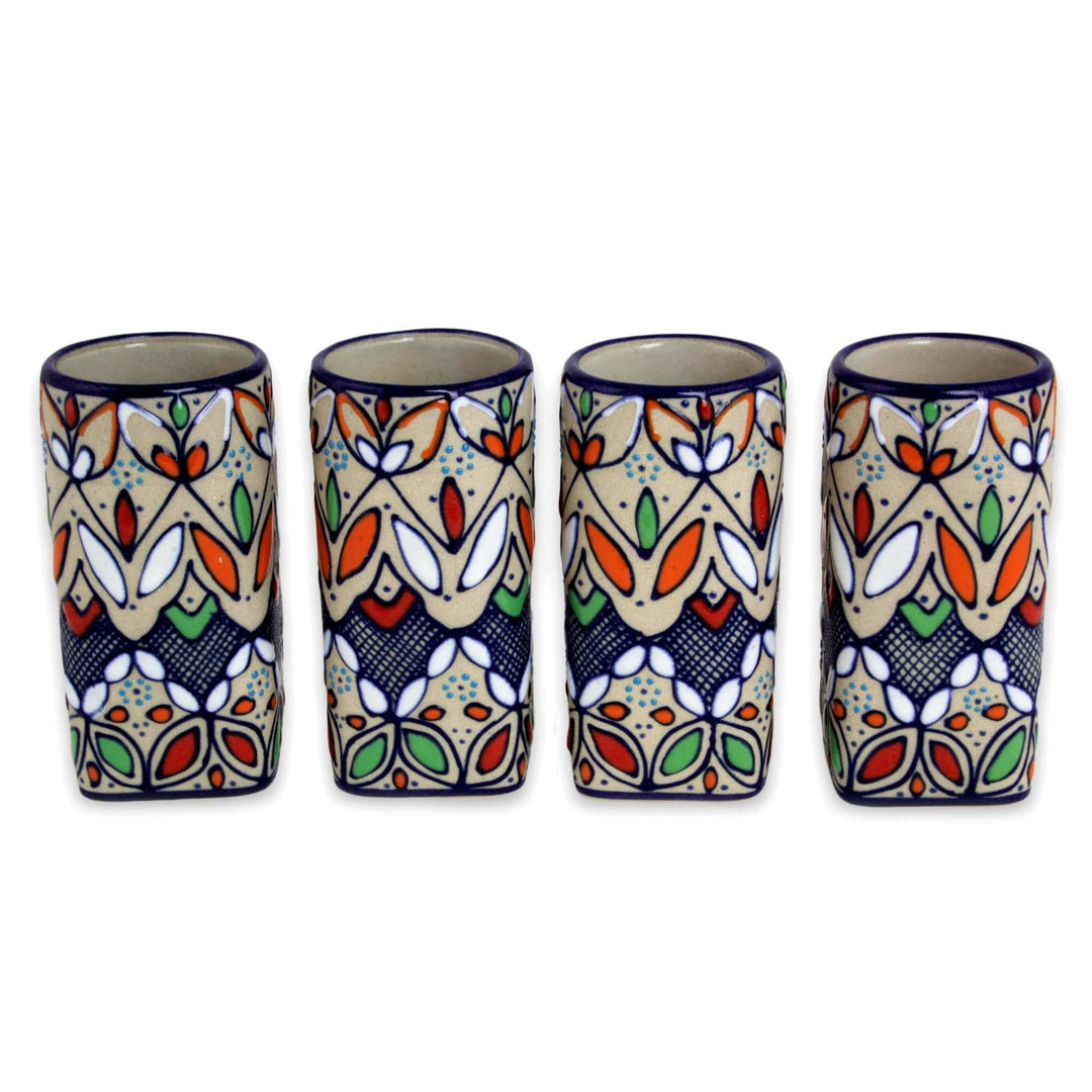 Multicolor Ceramic Tequila Shot Glasses (Set of 4) - Guanajuato Festivals